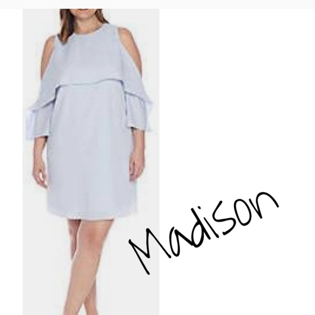 Madison xexon blue cold shoulder dress. Sz 2x