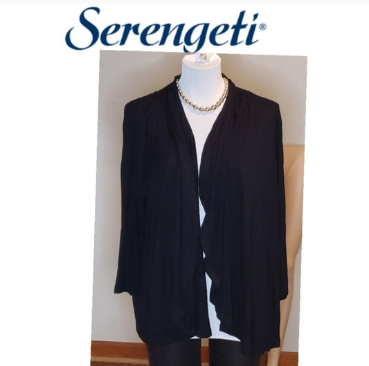 Serengeti black drape open front jacket.  Sz XL