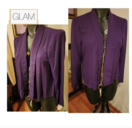 Glam cute open front jacket.  Size Small.  New.  cute.   great staple.  Purple