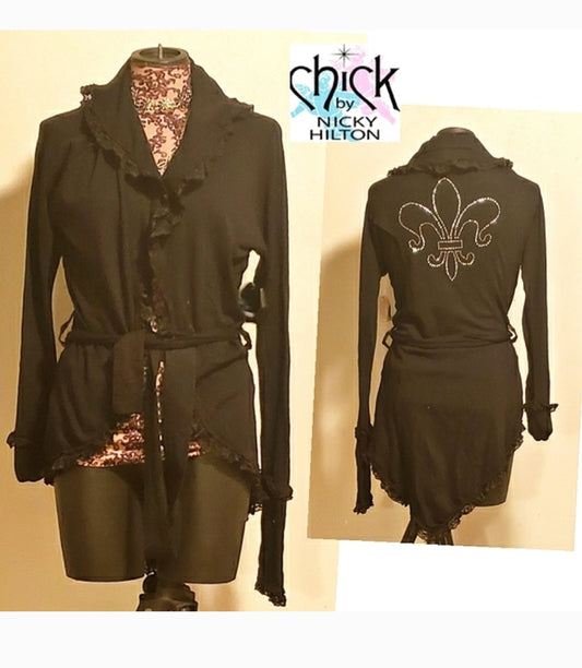 Chick by Nikki Hilton Fluer de lis jersey cardigan/jacket Sz Small