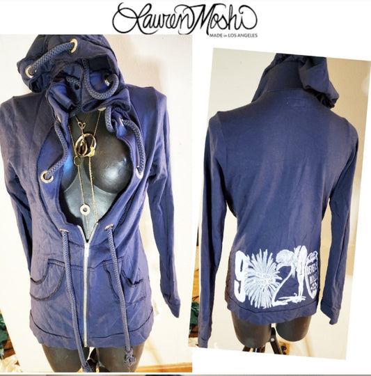 Lauren Moshi blue grommet detail jacket/hoodie. Sz Medium. New