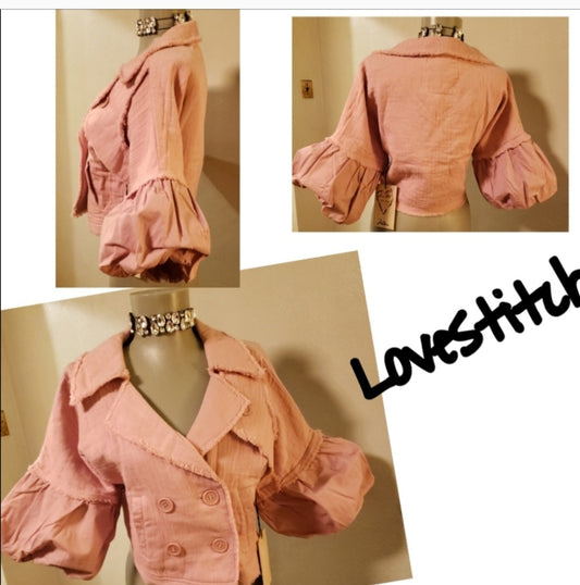 Lovestitch balloon sleeved crop jacket. Sz Med