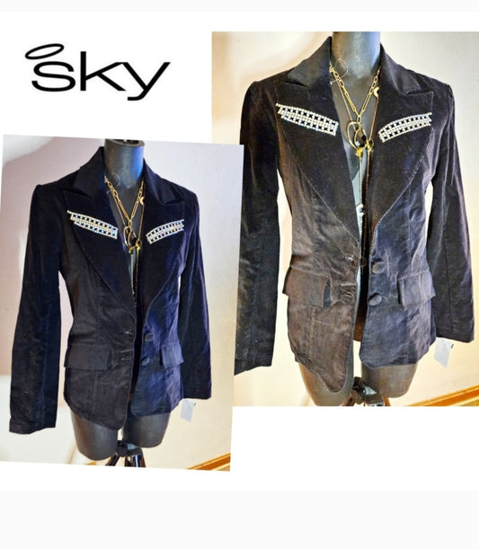 Sky velvet embellished blazer/jacket.  Sz Med