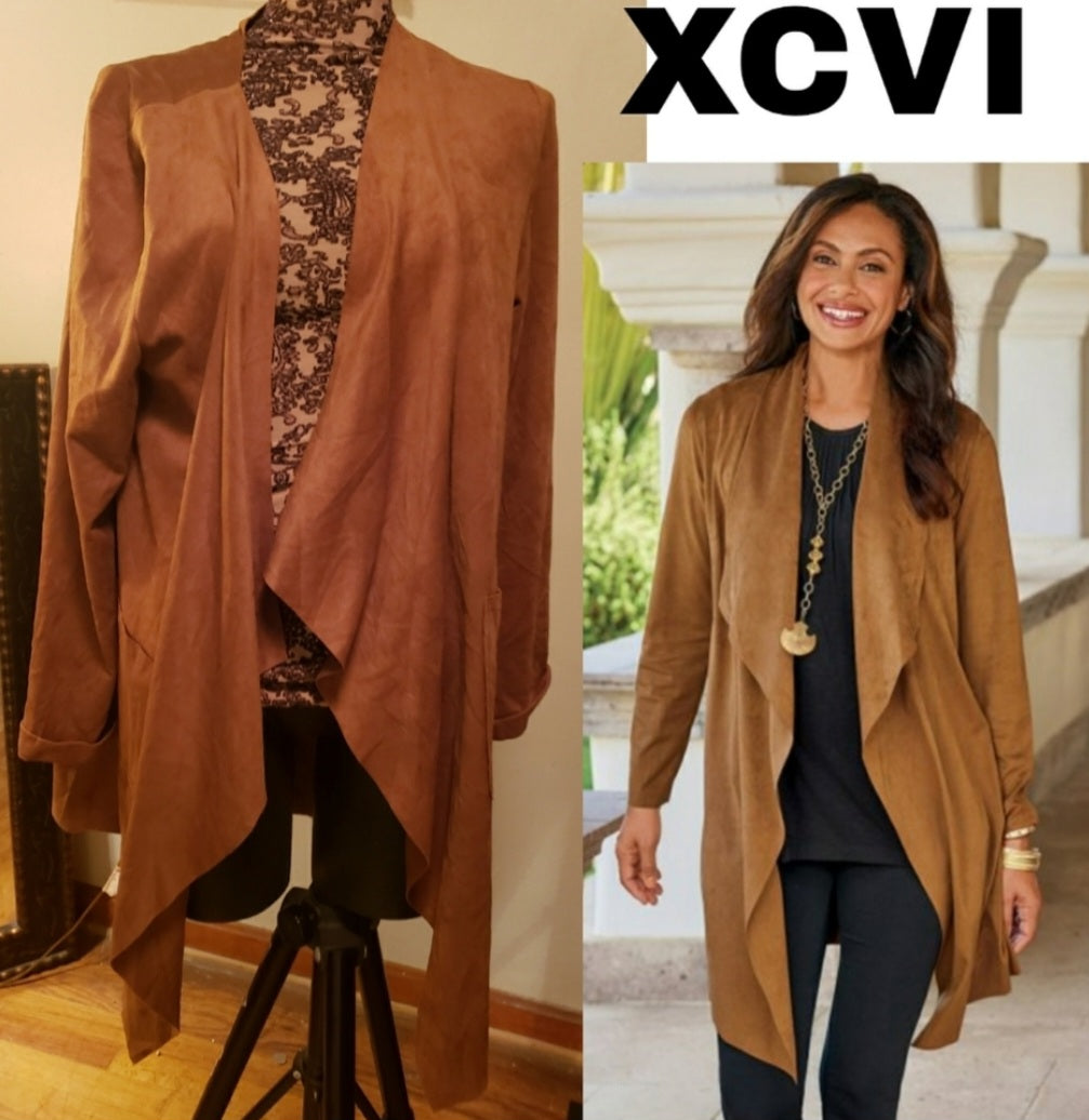 XCVI Wearables faux suede cardigan/jacket.  Sz L (fits 14 or 16)