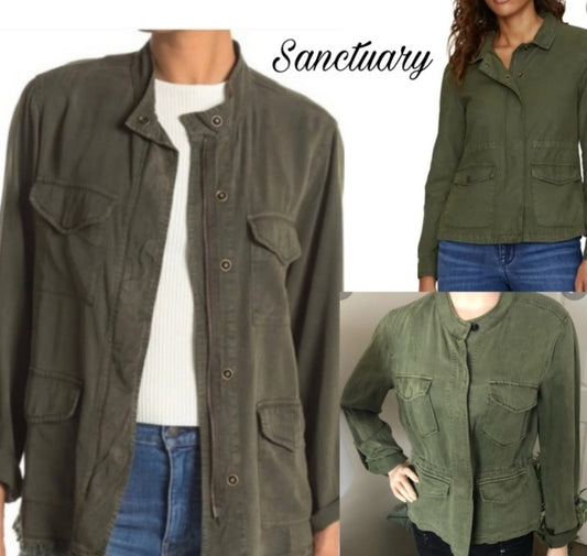 Sanctuary military insp light jacket. Sz Lrg.  Khaki brown and khaki green avail