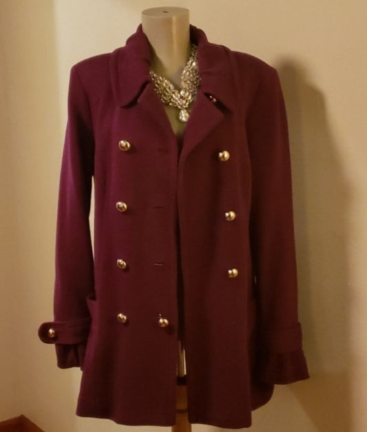 INC plum military insprd knit/swtr jacket