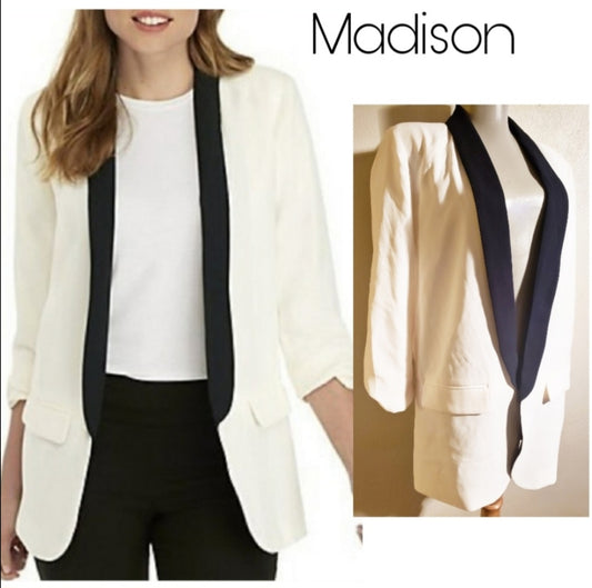 Madison blk/wht colorblock blazer/jacket.  Sz Lrg