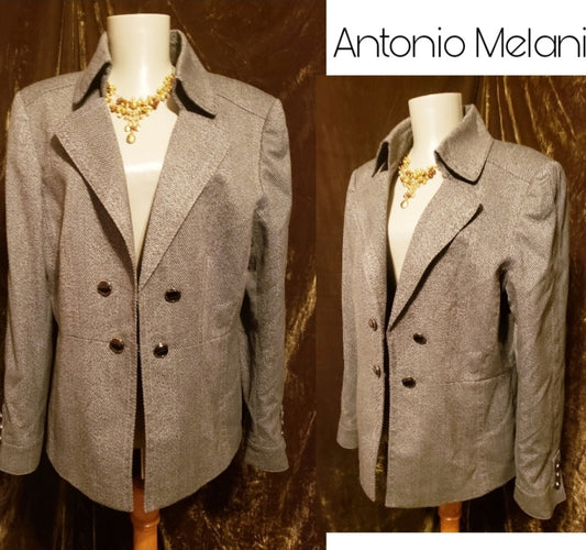Antonio Melani blk/wht chevron print heavy blazer