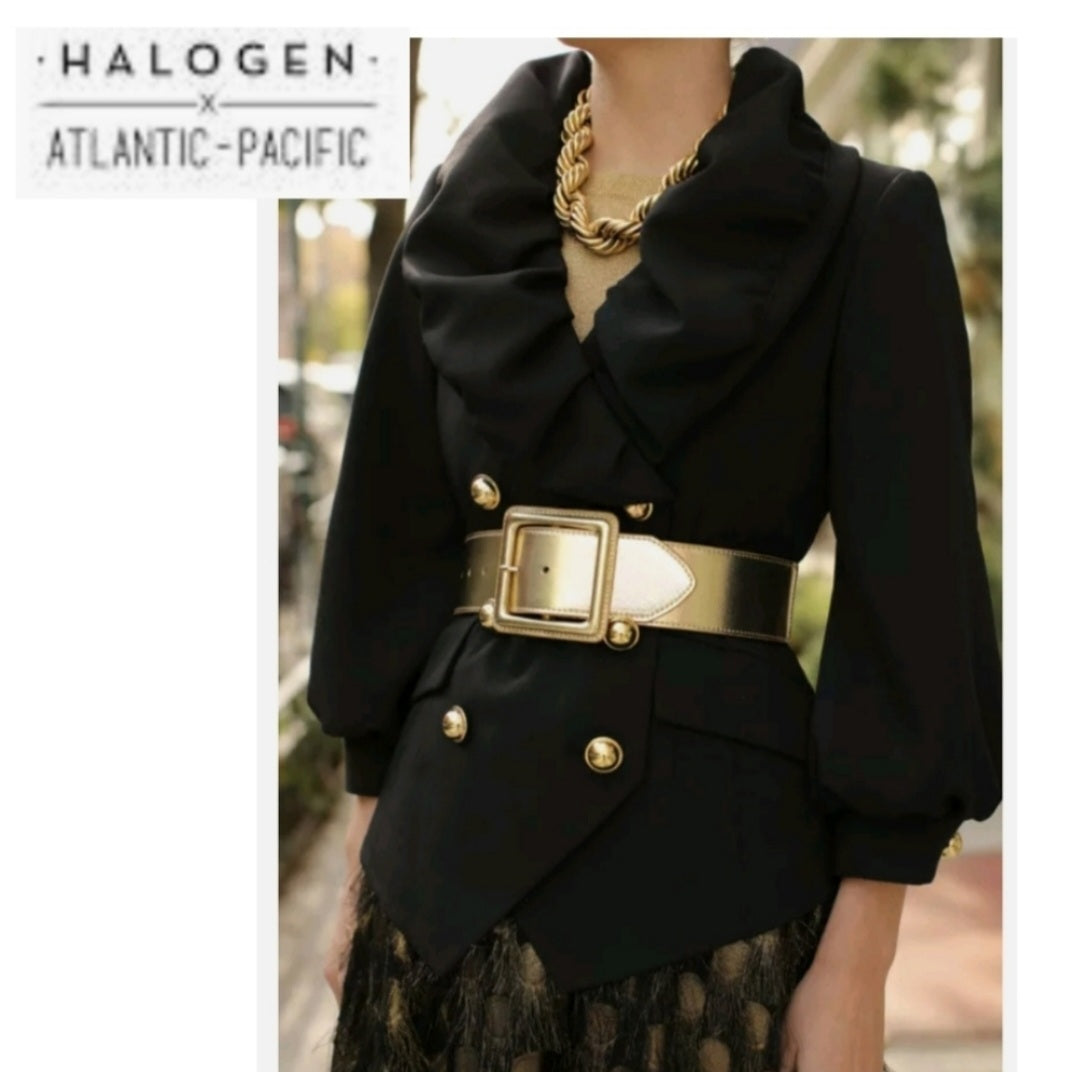 Halogen x Atlantic Pacific Ruffle Blazer - Black - Size 4.  NEW. DEAL!💥