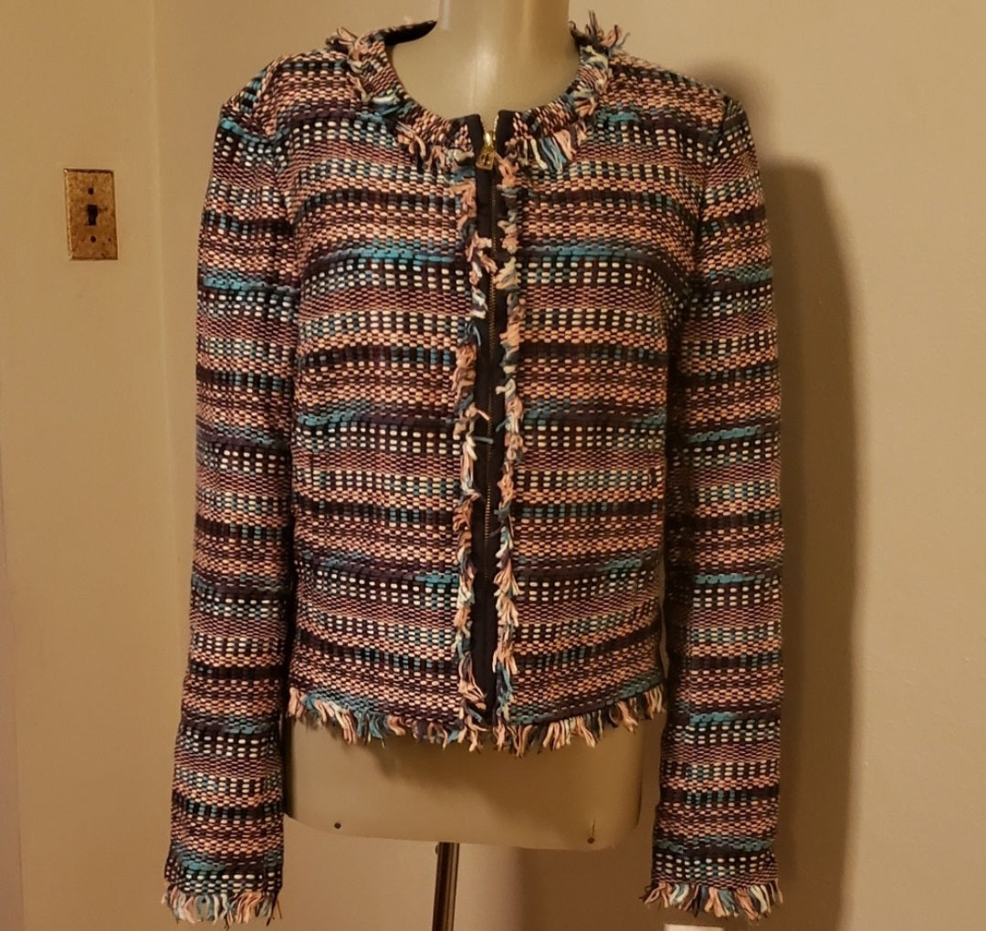 Juicy Couture Blk Label fringe Tweed jacket. Sz 10