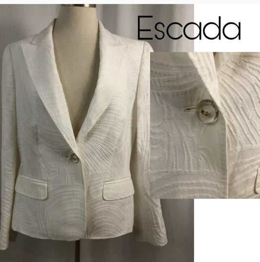 Escada canary/white textured blazer.  Sz 40/8
