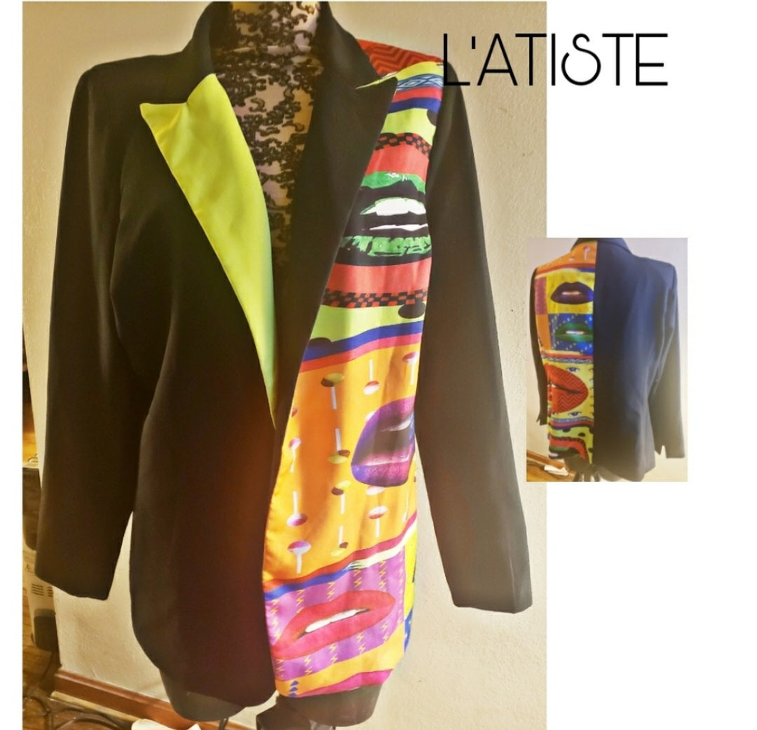 Latiste unique abstract colorblock blazer.  Sz 1x