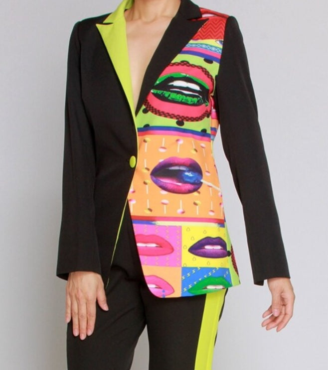 Latiste unique abstract colorblock blazer.  Sz 1x