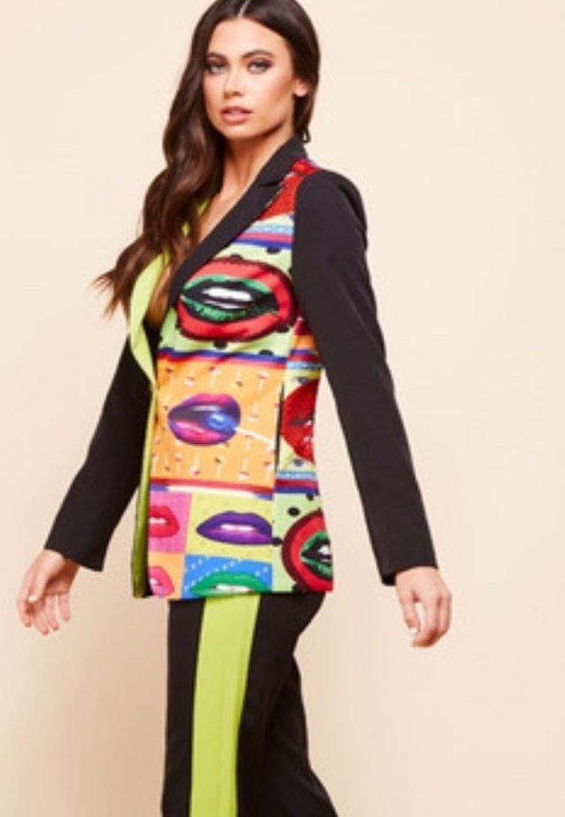 Latiste unique abstract colorblock blazer.  Sz 1x