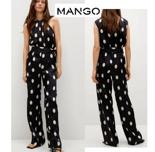 MANGO Polka-dot belt jumpsuit.  Sz XS