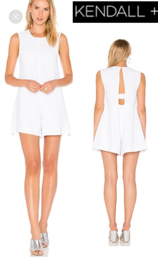 Kendall + Kylie A Line Back Romper in Bright White.  *store return