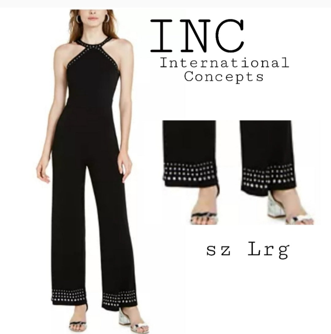 INC INTERNATIONAL CONCEPT STUDDED JUMPSUIT SZ LRG