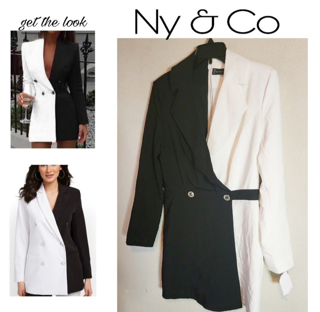 Ny & Co beautiful black/ white blazer romper. Sz Large