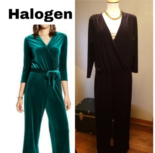 Halogen black velvet jumpsuit.  Sz 1. Plus size 1x.