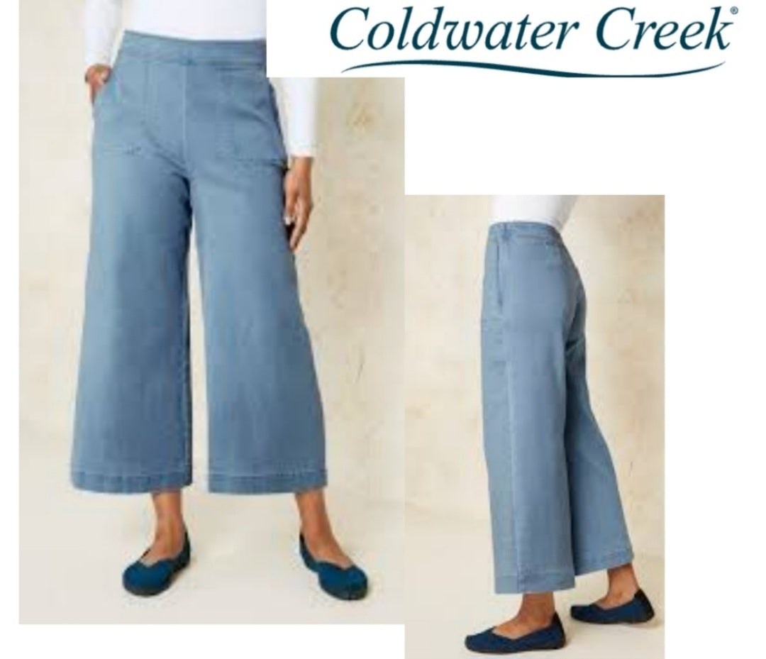 Coldwater Creek wide-leg ankle jeans.  Multiples. Org $49