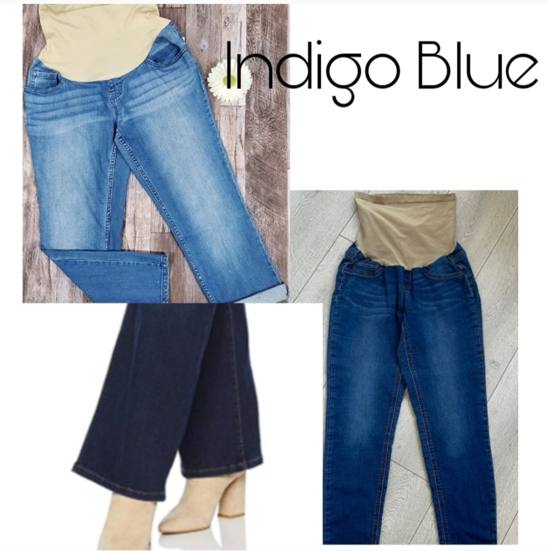 Indigo Blue plus size maternity jeans.