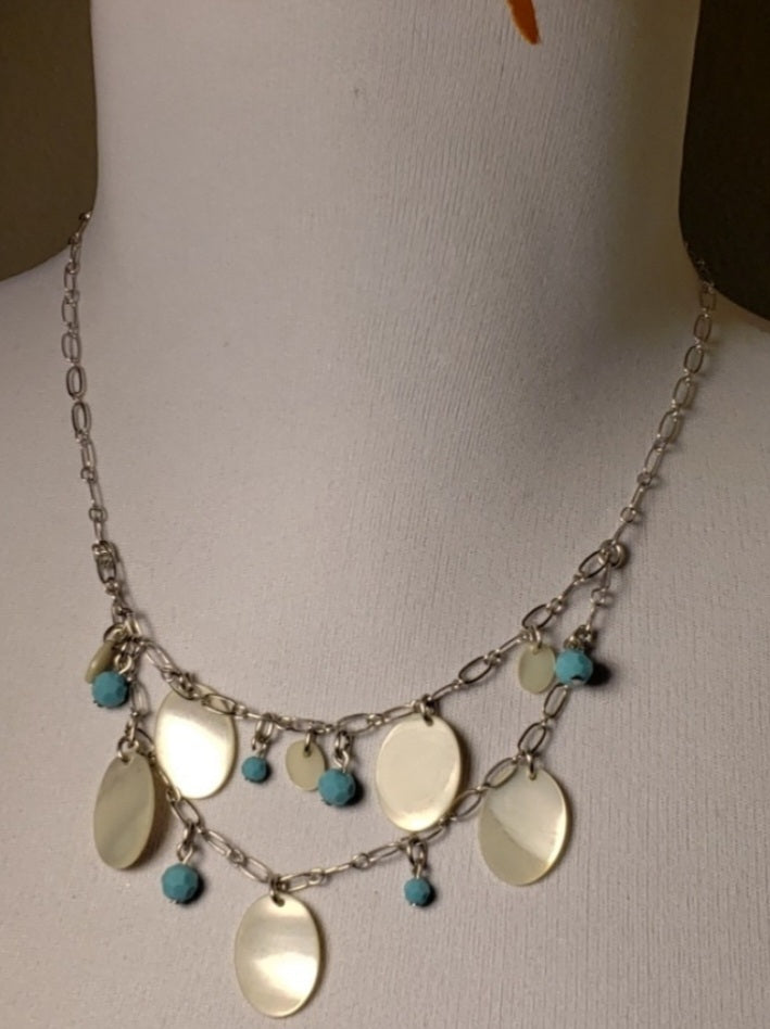 AUTHENTIC Swarovski MOP with Turquoise Necklace.