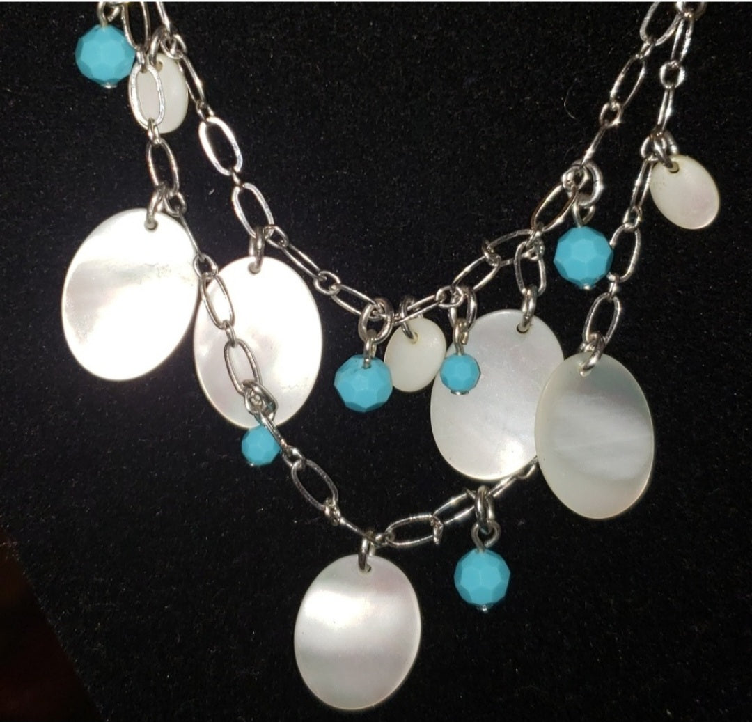 AUTHENTIC Swarovski MOP with Turquoise Necklace.