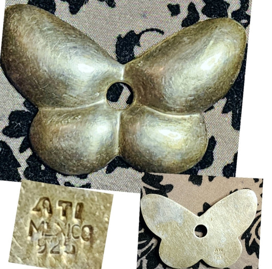 Vintage 925 ATI Mexican handcrafted Sterling Silver butterfly pendant.