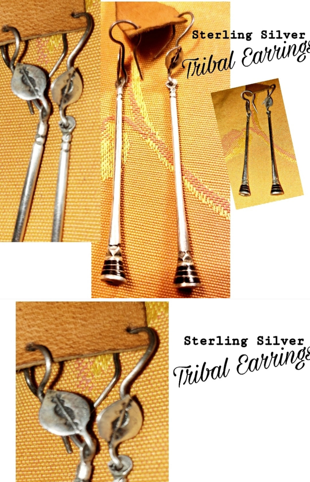 Sterling Silver tribal spear/shield earrings.Tuareg Pilons Tazbe earrings