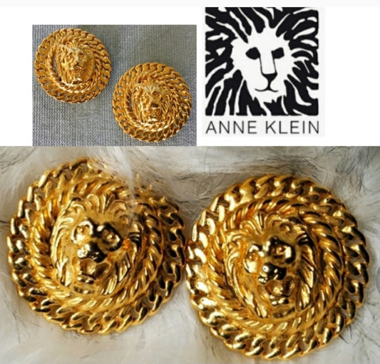 Vintage Anne Klein Russian Medallion Chain Clip Earrings