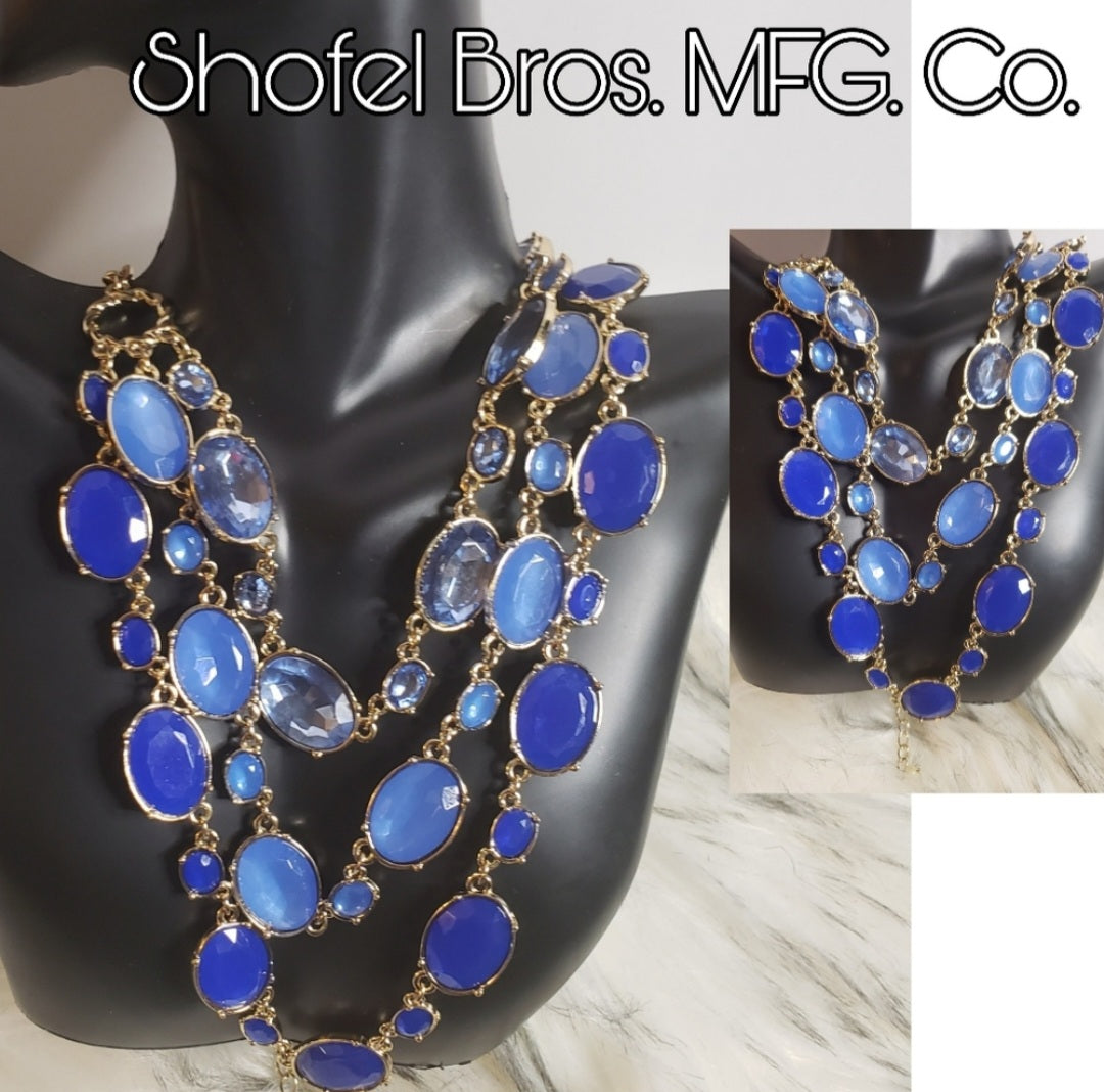 Shofel Bros. MFG. Co. Semi precious blue gem multi chain necklace