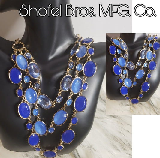 Shofel Bros. MFG. Co. Semi precious blue gem multi chain necklace