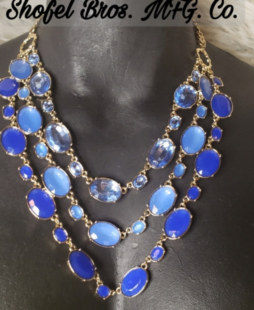 Shofel Bros. MFG. Co. Semi precious blue gem multi chain necklace