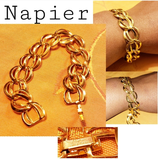 Vintage 50's Napier PAT. 4.774.743 gold link brclt