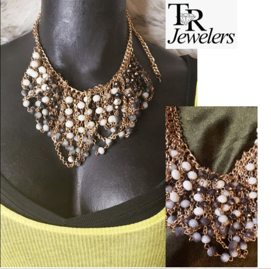 T&R Jewelers semi precious multi chain necklace.  New