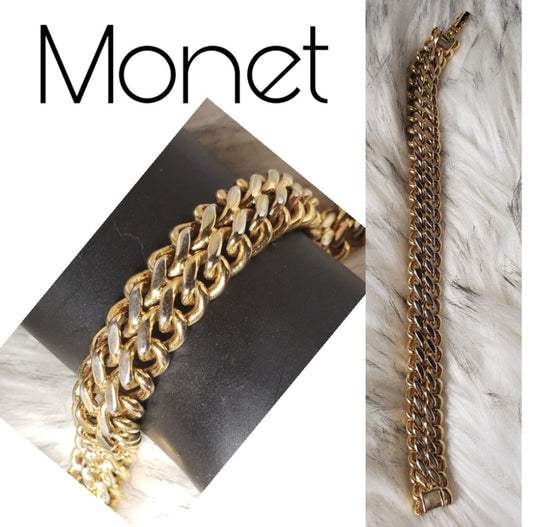 Monet gold tone chain bracelet