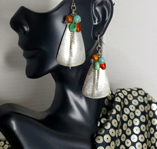 Artisan hand-crafted pawn silver earrings