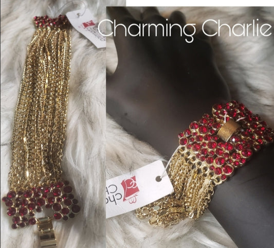 Charming Charlie ruby multi-chain bracelet.  New