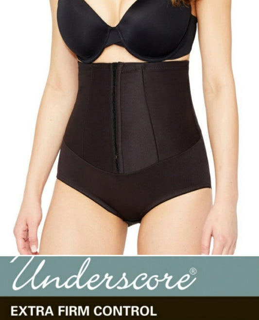 Underscore Innovative Edge® "Inches-Off" High-Waist Control Briefs. Black Sz Lrg