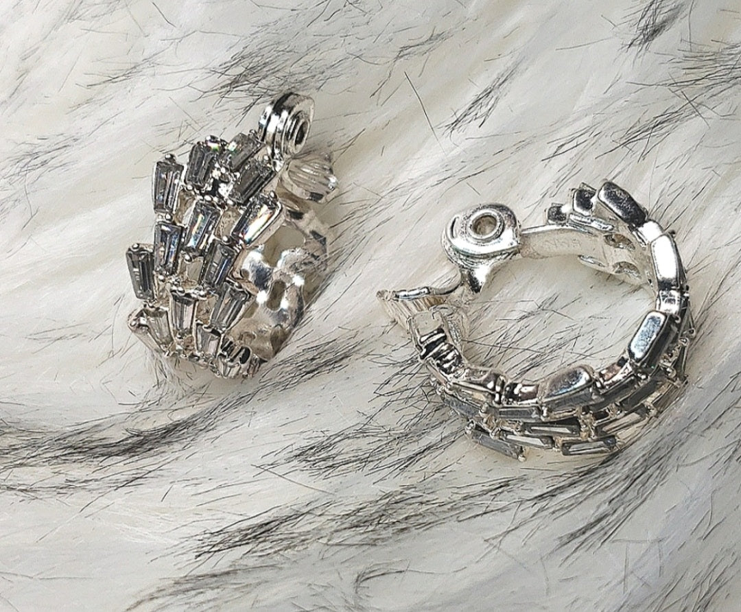 Anne Klein silver/cz (EZ clip) earrings.