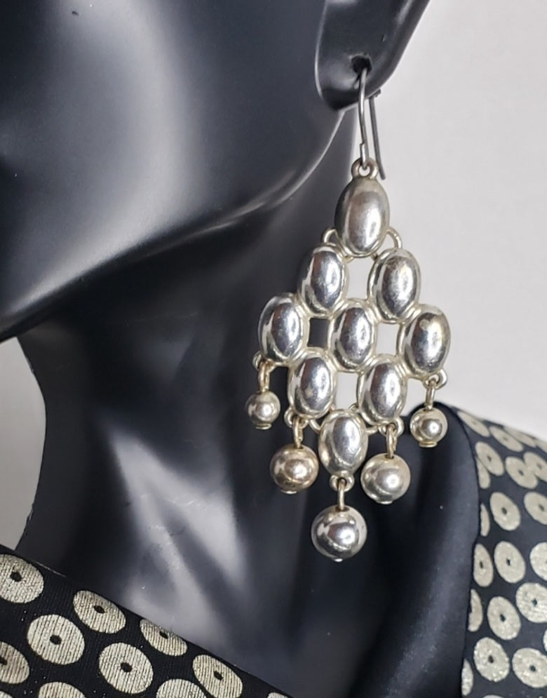 Napier chandlier silver beaded earrings.