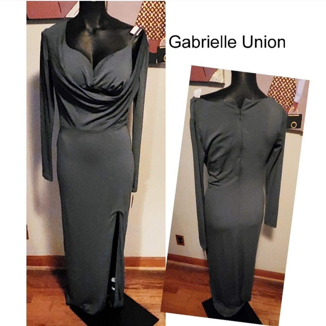 NY&Co/ Gabrielle Union beautiful drape neck maxi dress.  Sz XS