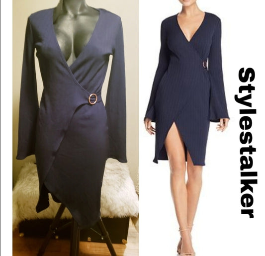 Stylestalker Sheath Brody Wrap Dress.  Sz XS.  New. Navy