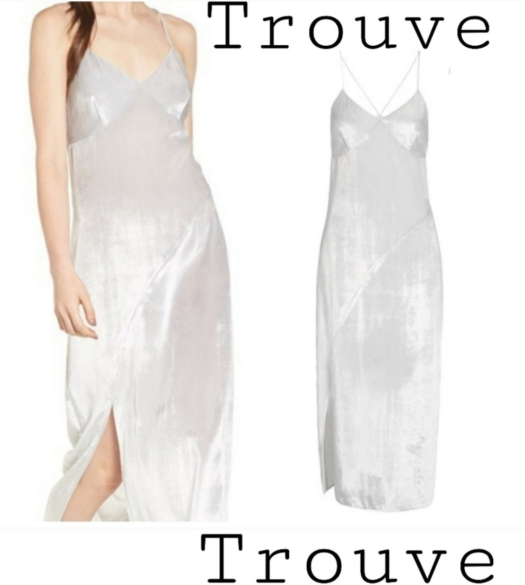 Trouve silver velvet slip dress.  Sz XS