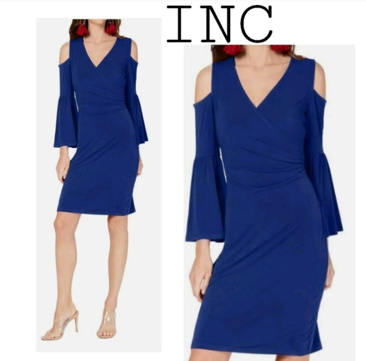 INC Bell-sleeve Surplice Sheath Dress. Sz Xs