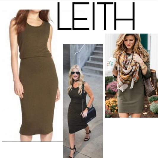 LEITH army green tee shirt dress Sz XS