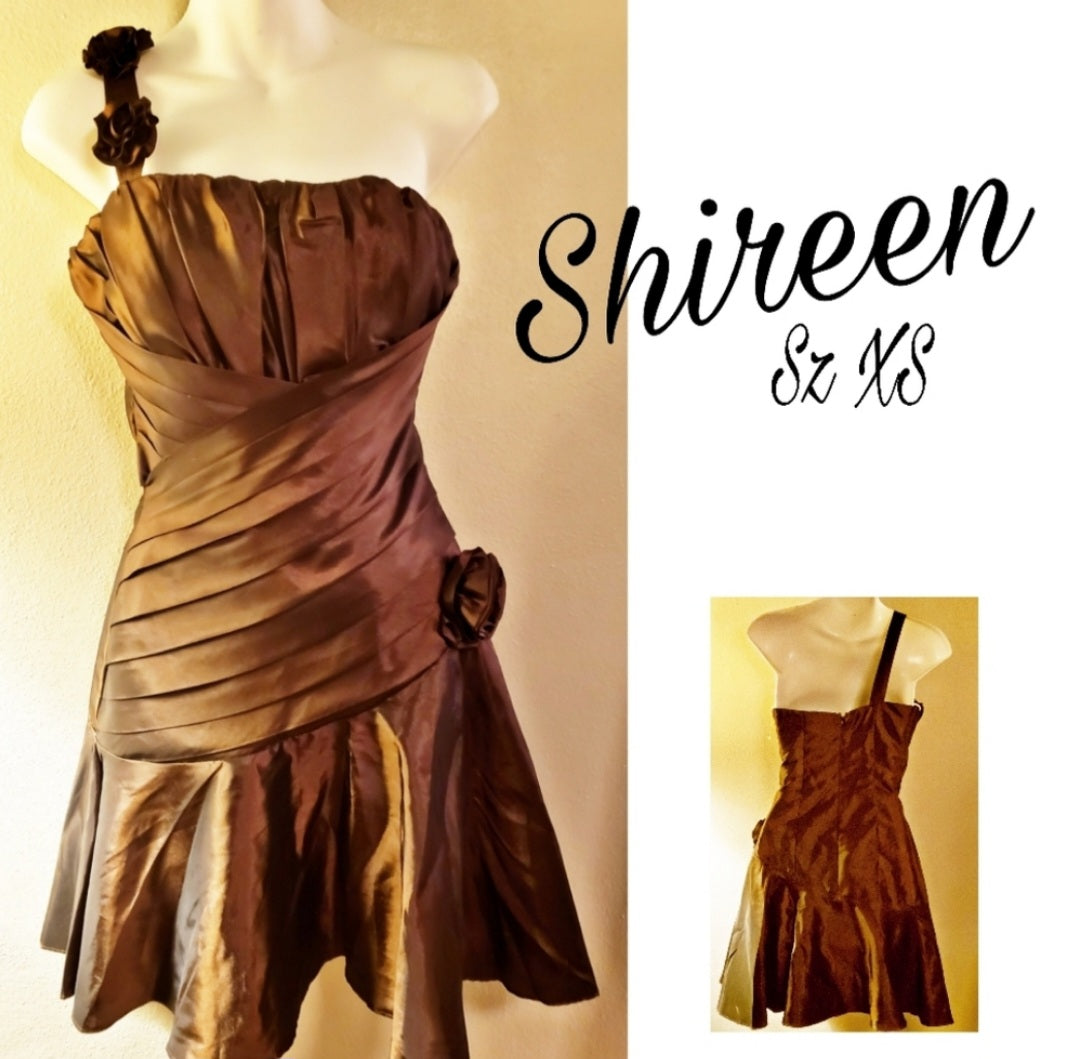 Shireen ruffled one shoulder evening mini dress XS