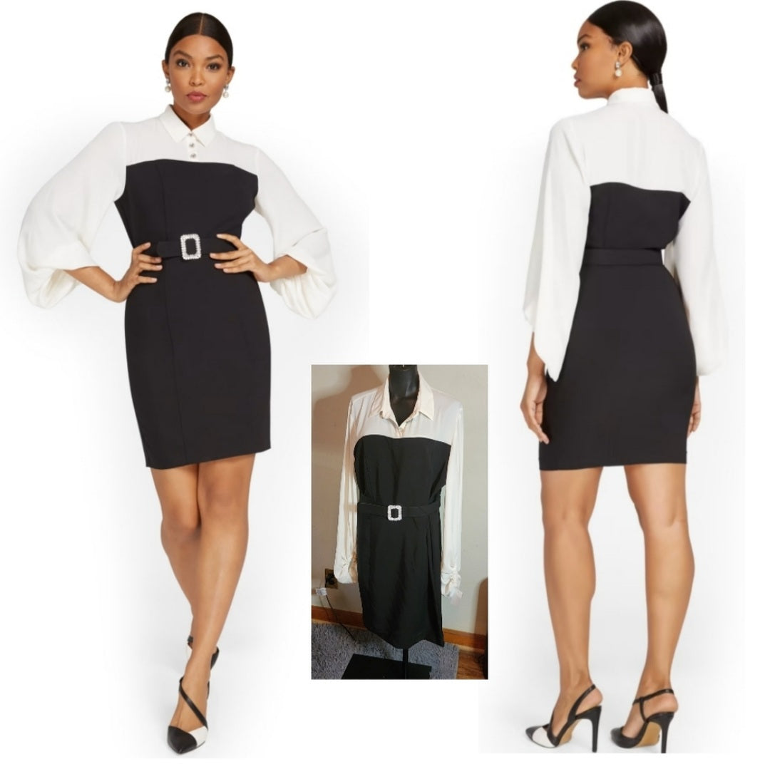 Gabrielle Union and NY Collection colab Belted Twofer Dress.  Sz XL Stretch