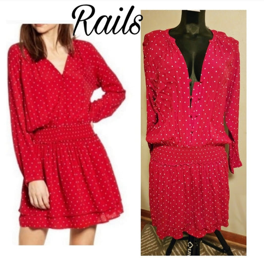 Rails Jasmine Cinched Waist Dress in Red. Sz Med.  NWTs. DEAL!!! Firm. Org $228