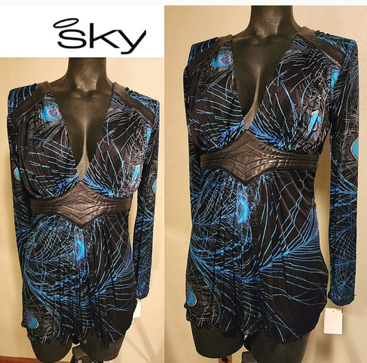 Sky leather trim dress.   Sz Lrg.  New!  DEAL!!! 2023